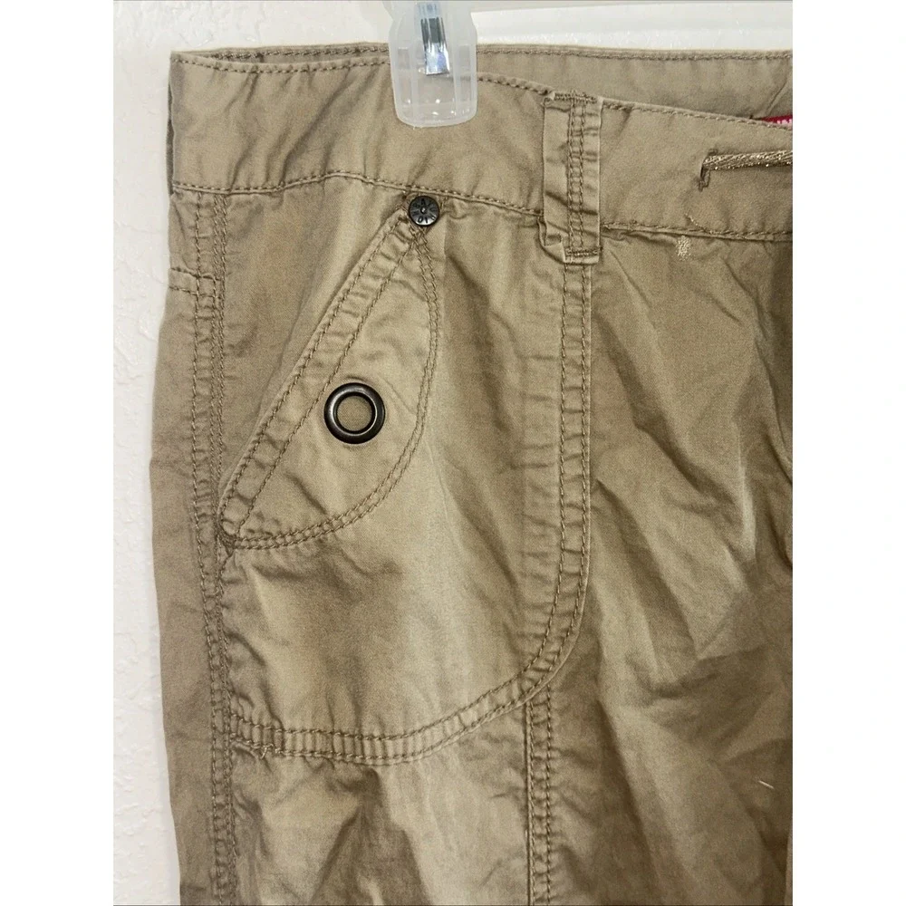 UNION BAY Womens Lightweight Cargo Pants Sz 17 M Brown Drawstring Tactical C21